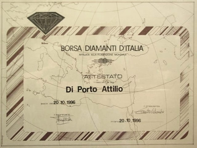 Attestato Borsa Diamanti d'Italia